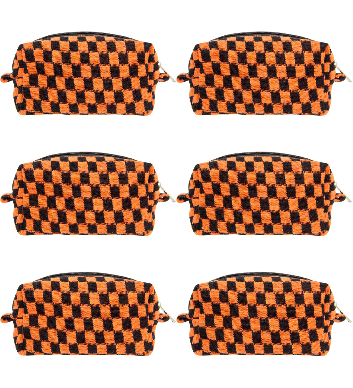 Checkered Makeup Bag for Purse, Small Travel Cosmetic Pouch,Blue,6 Pack