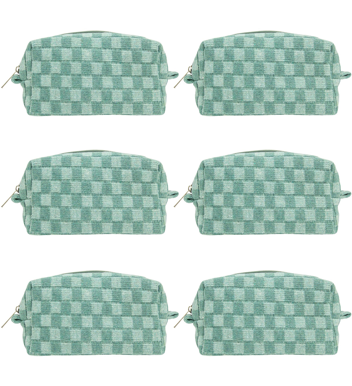 Checkered Makeup Bag for Purse, Small Travel Cosmetic Pouch,Blue,6 Pack