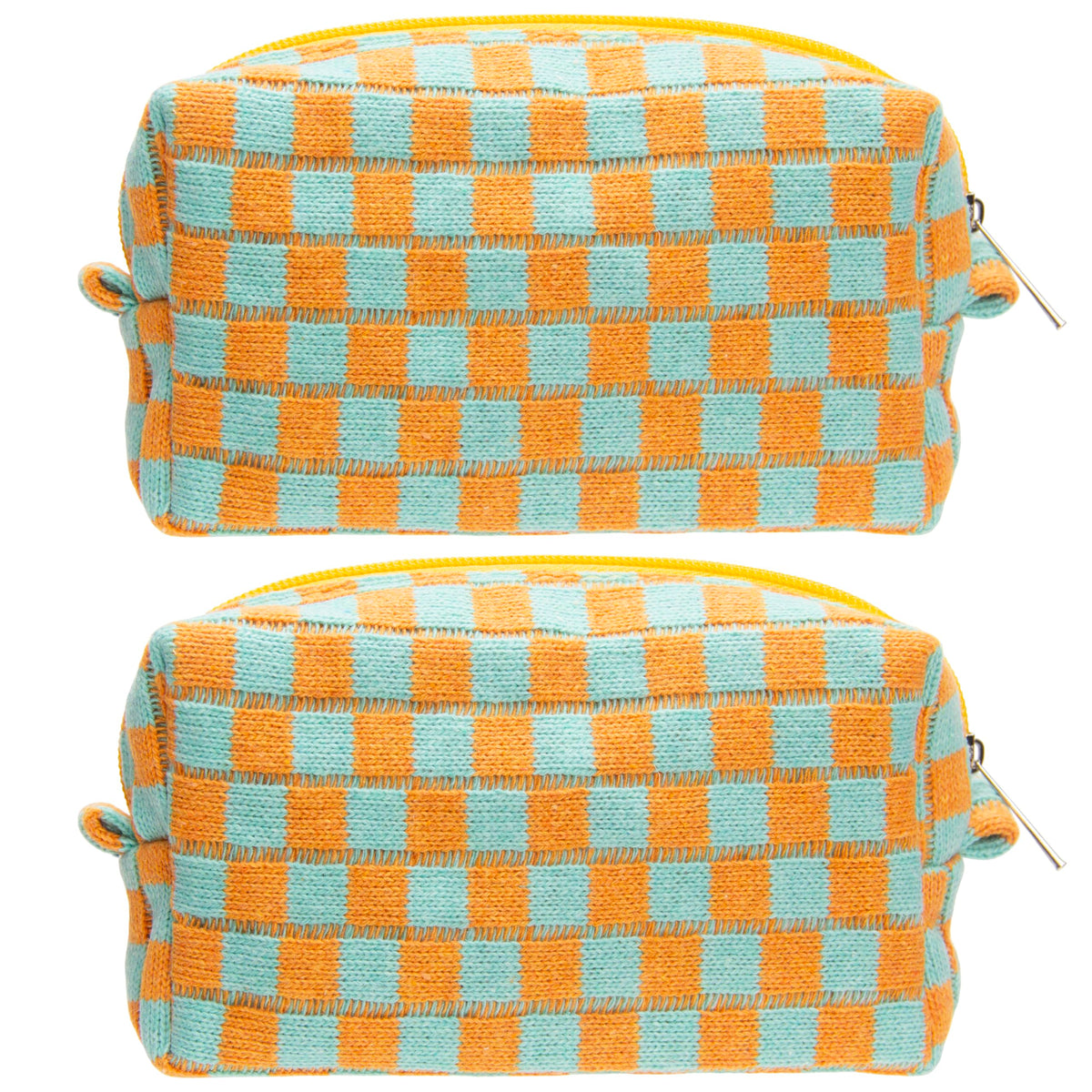 Checkered Makeup Bag for Purse, Small Travel Cosmetic Pouch,Blue,6 Pack