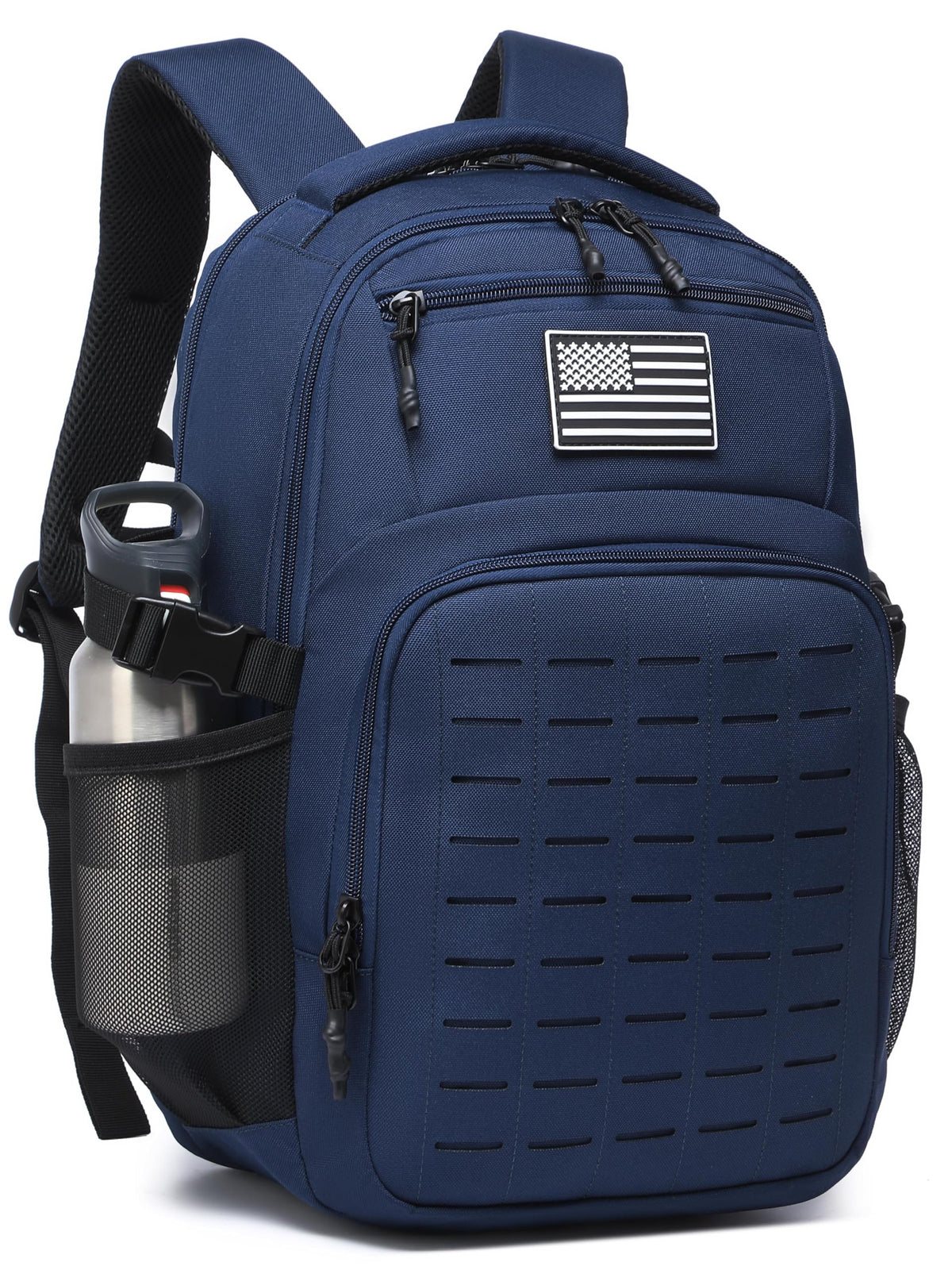 Wotony Military tactical backpack Laser-Cut MOLLE Webbing, backpack for men black small tactical assault bag (Black, 18.5 inch)