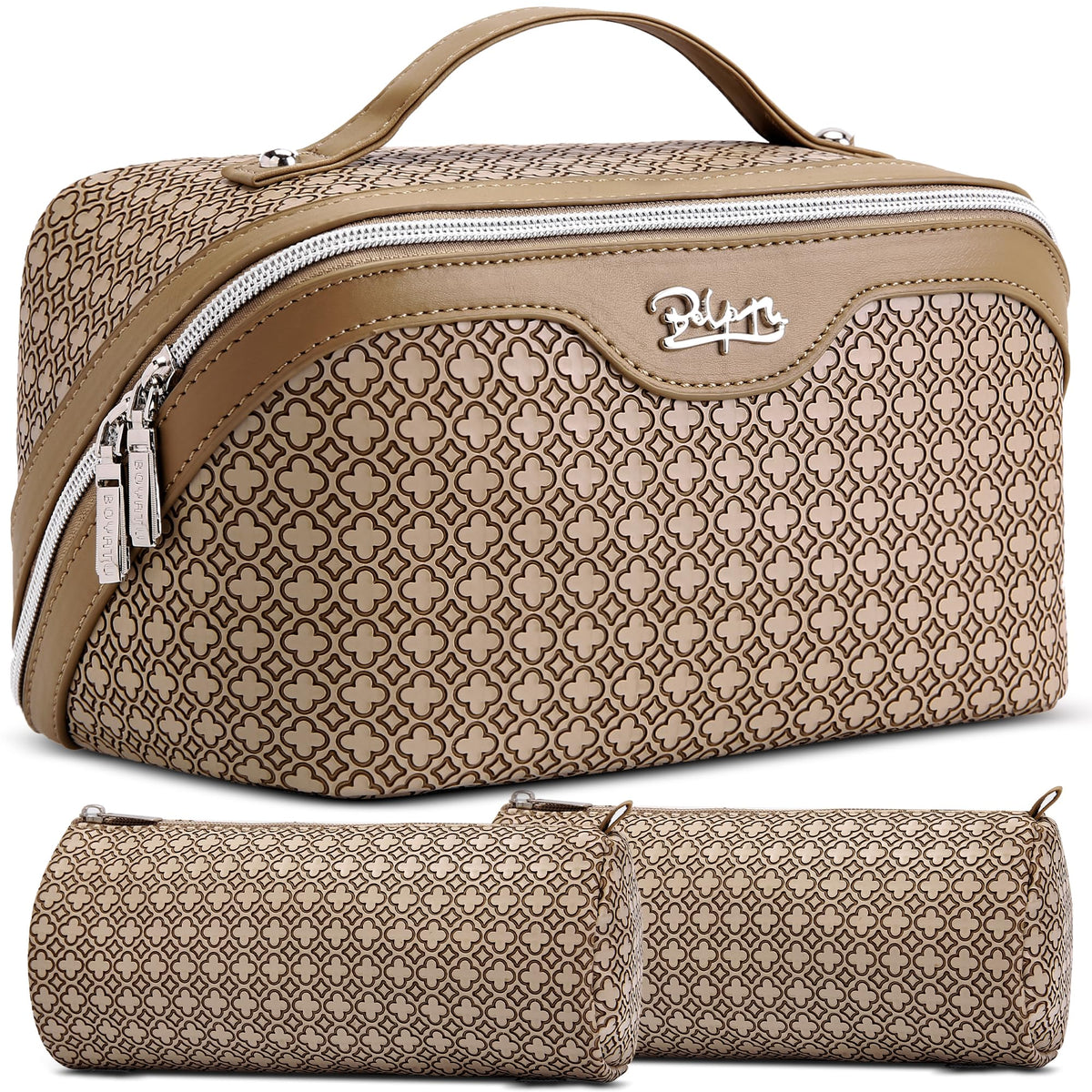 BOYATU Travel Makeup Bag Cosmetic Bags for Women: 3 Pcs Set Make up Bag