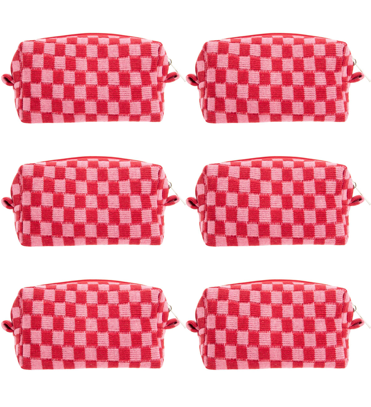 Checkered Makeup Bag for Purse, Small Travel Cosmetic Pouch,Blue,6 Pack
