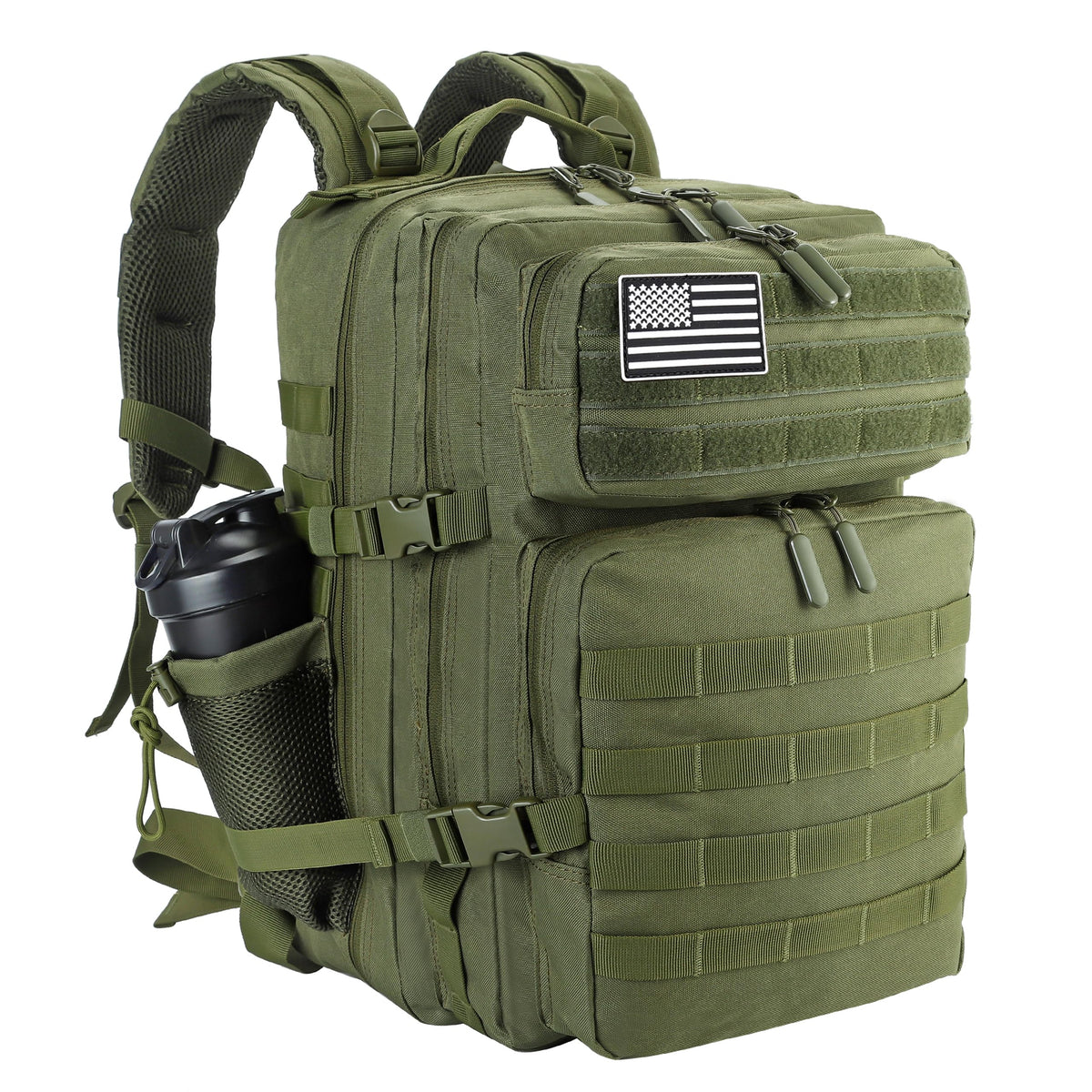 LHI Military Tactical Backpack for Men and Women 45L Army 3 Days Assault Pack Bag Large Rucksack with Molle System Black