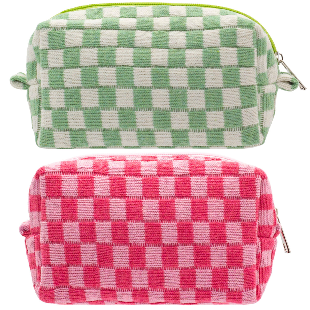 Checkered Makeup Bag for Purse, Small Travel Cosmetic Pouch,Blue,6 Pack