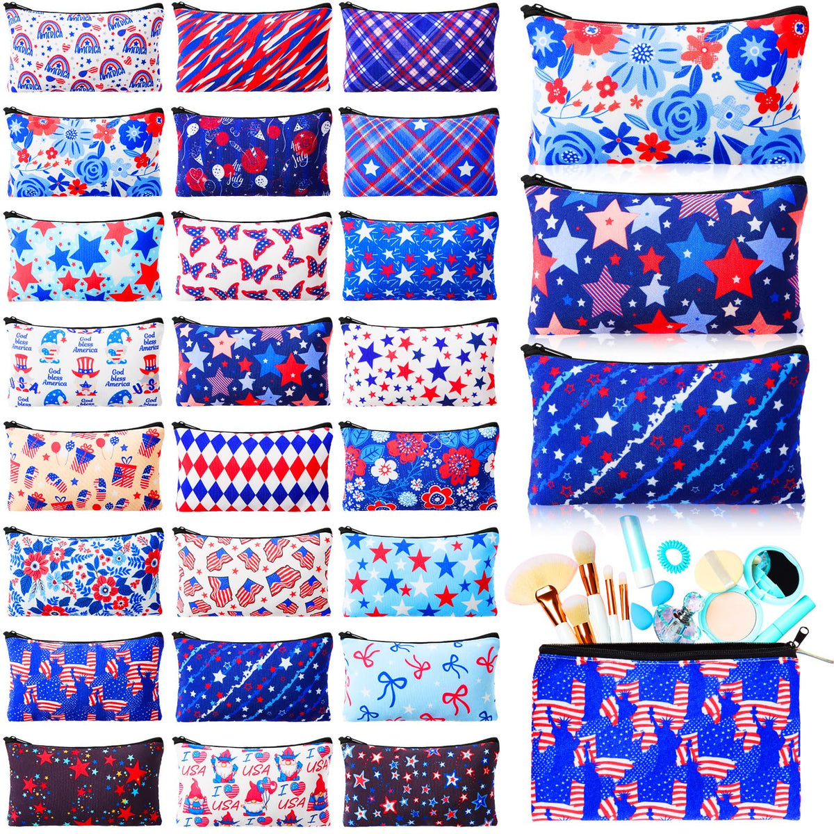 Meanplan 24 Pcs Marble Cosmetic Bags Marble Makeup Bags Toiletry Pouch with Zipper Travel Cosmetic Organizer for Women and Girls 24 Styles