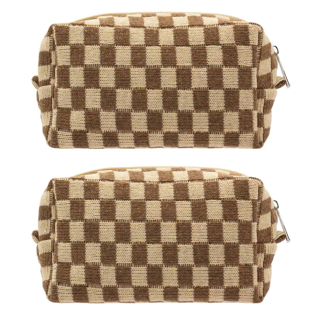 Checkered Makeup Bag for Purse, Small Travel Cosmetic Pouch,Blue,6 Pack