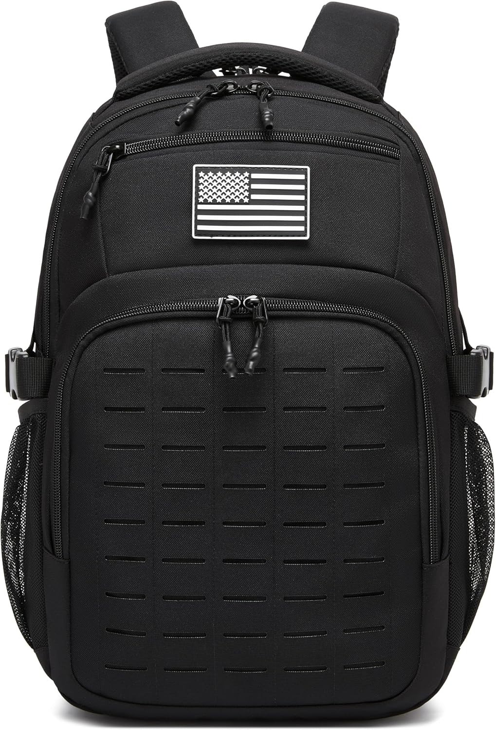 Wotony Military tactical backpack Laser-Cut MOLLE Webbing, backpack for men black small tactical assault bag (Black, 18.5 inch)