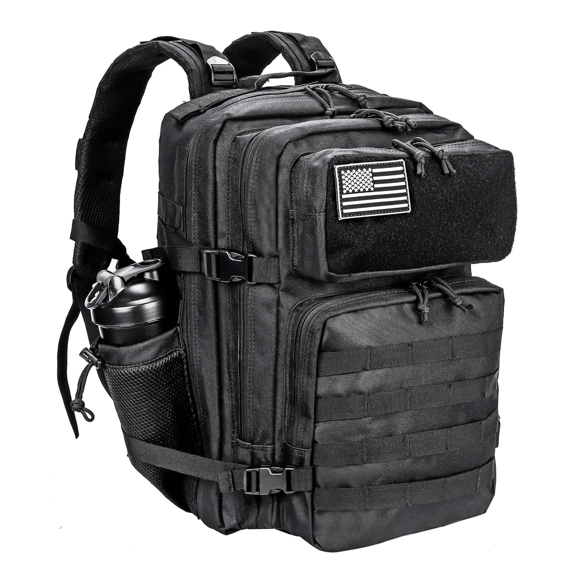 LHI Military Tactical Backpack for Men and Women 45L Army 3 Days Assault Pack Bag Large Rucksack with Molle System Black