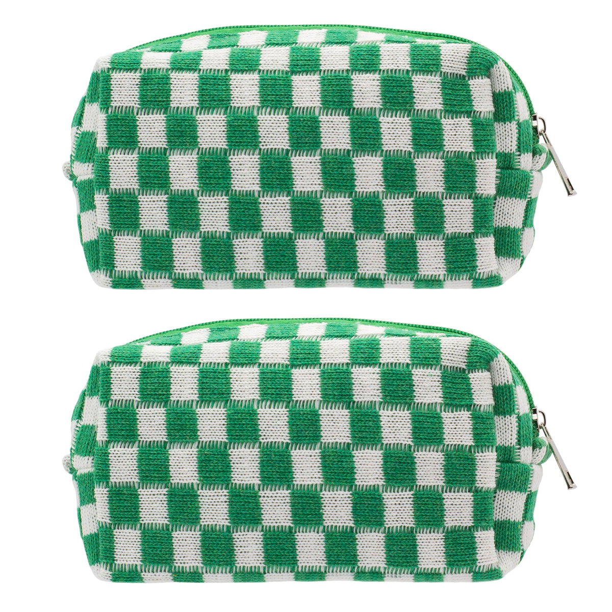 Checkered Makeup Bag for Purse, Small Travel Cosmetic Pouch,Blue,6 Pack