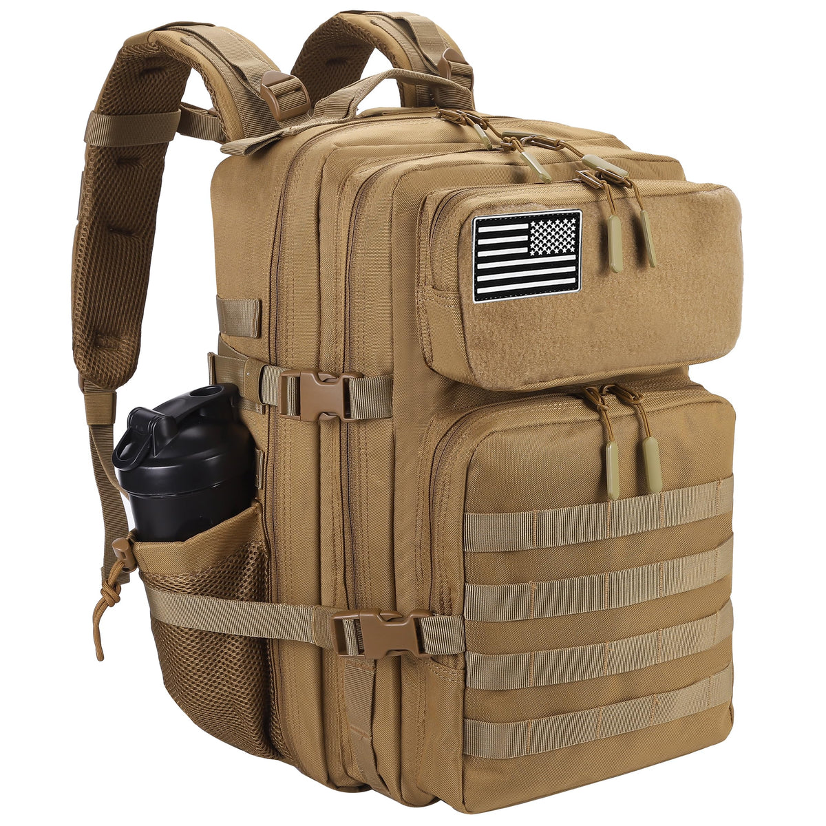 LHI Military Tactical Backpack for Men and Women 45L Army 3 Days Assault Pack Bag Large Rucksack with Molle System Black