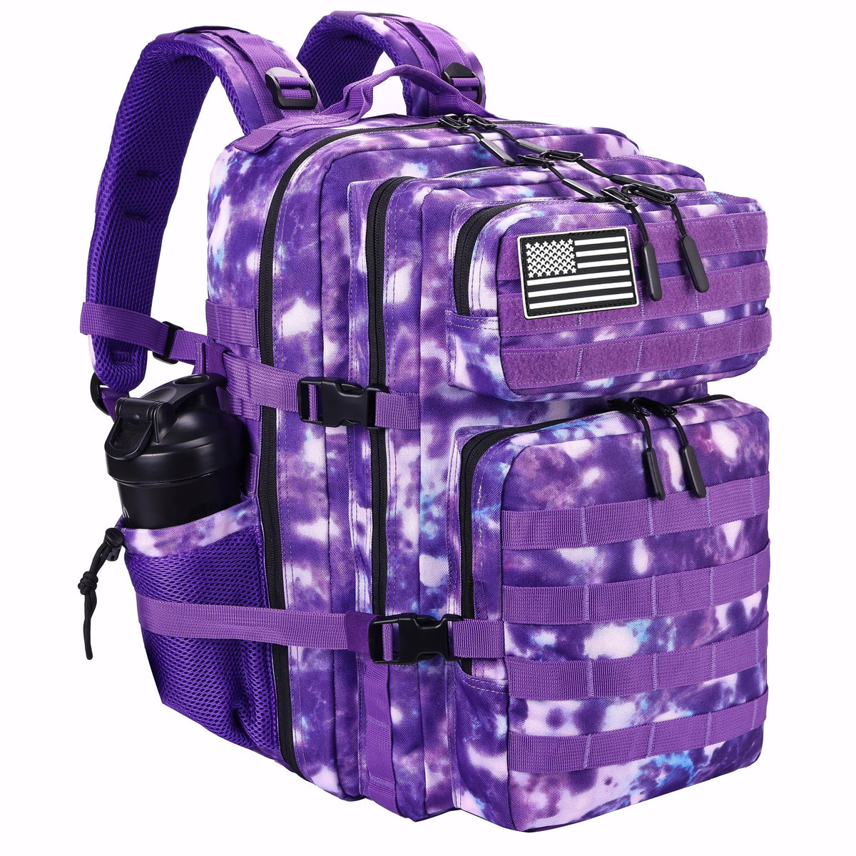 LHI Military Tactical Backpack for Men and Women 45L Army 3 Days Assault Pack Bag Large Rucksack with Molle System Black
