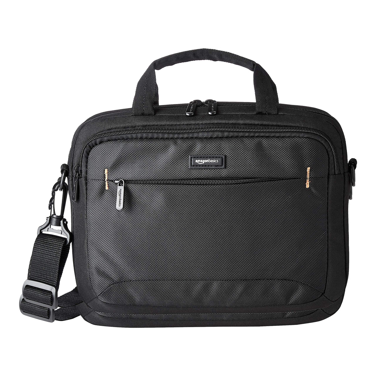 Amazon Basics 15.6 in Laptop Bag with Shoulder Strap and Handle, Large Capacity, Spacious Compartments, Black